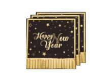 מפיות נייר HAPPY NEW YEAR פרנזים - שחור